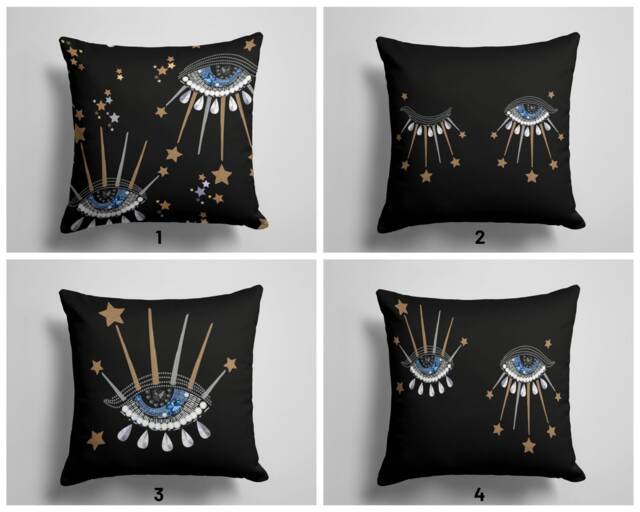 Blue Eye Cushion Cover/Evil Pillow Cover/Good Luck Home Decor/ & Black Top/Housewarming Gift/Gift For Her/Garden Textile - image 1