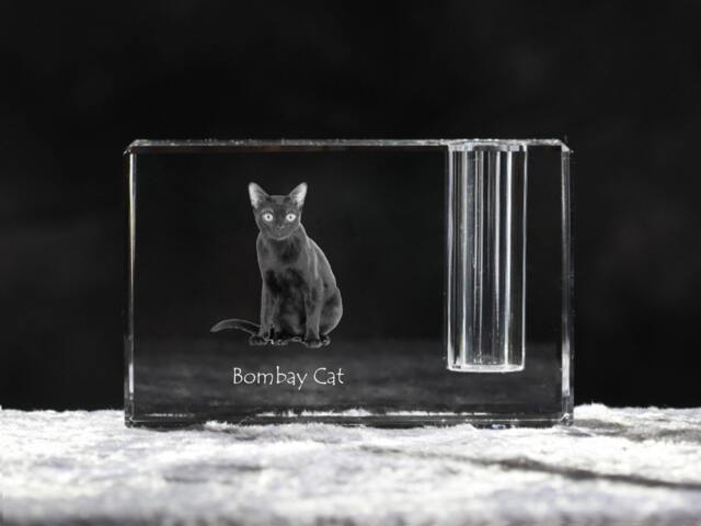 Bombay Cat , Crystal Pen Holder With Cat, Souvenir, Decoration, Limited Edition, Collection - image 1