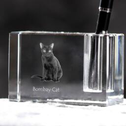 Bombay Cat , Crystal Pen Holder With Cat, Souvenir, Decoration, Limited Edition, Collection - thumbnail 2