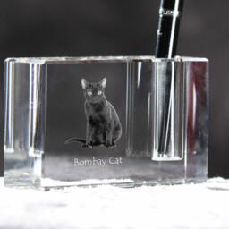 Bombay Cat , Crystal Pen Holder With Cat, Souvenir, Decoration, Limited Edition, Collection - thumbnail 3