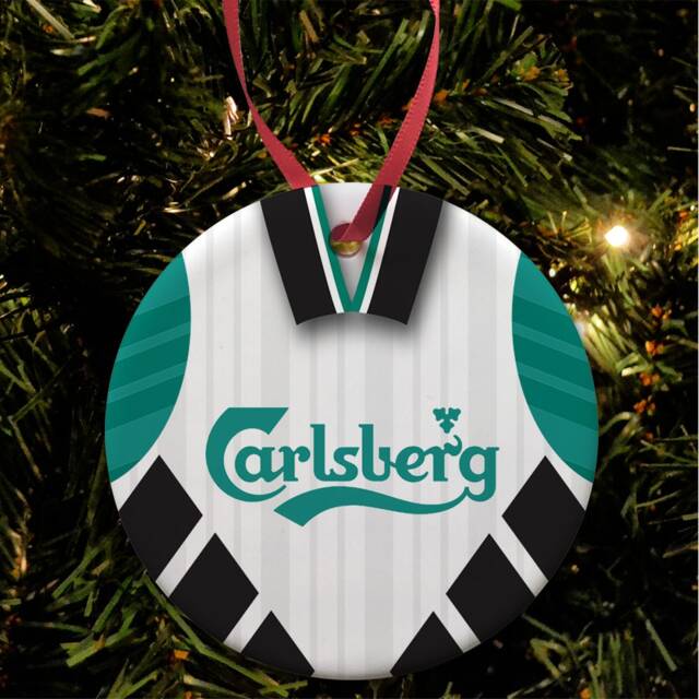 Liverpool Away 1993 Retro Shirt Kit Christmas Tree Decoration Bauble Flat Ceramic Great Gift