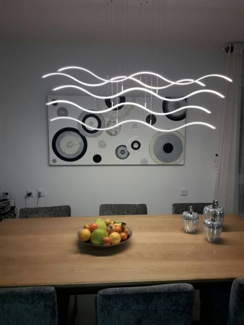 Chandelier Lighting Aluminium , Ceiling Lamp Vanity Light Fixture Hanging Lights Pendant Dining Room Wave Model - image 1