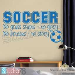 Soccer Wall Decal - No Grass Stains Glory, Boys Room Decor - 15x32 - thumbnail 1