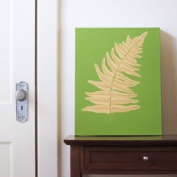 Fern Leaf - Gold Fern Leaf Painting Wall Art Green Asian Room Decor Print - thumbnail 2