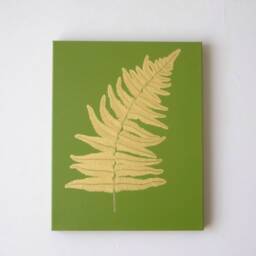 Fern Leaf - Gold Fern Leaf Painting Wall Art Green Asian Room Decor Print