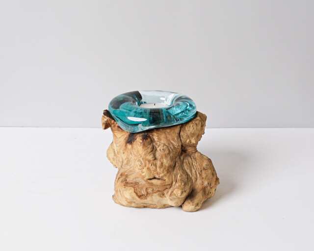 Blown Glass On Wood, Candle, Molten Glass, Hand Recycled Unique, Office Decoration, Artwork, Birthday Gifts, Best Gifts For Her - image 1