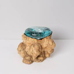 Blown Glass On Wood, Candle, Molten Glass, Hand Recycled Unique, Office Decoration, Artwork, Birthday Gifts, Best Gifts For Her - thumbnail 3