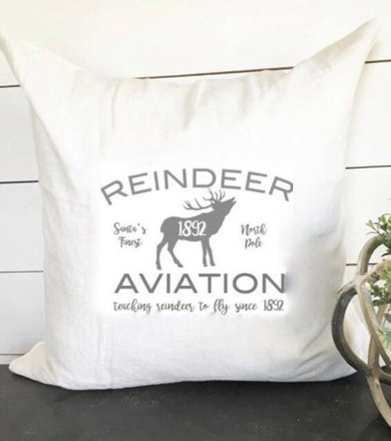 Reindeer Christmas Pillow Cover Decor Aviation Holiday Pillows Gift Winter Cabin Flight - image 1
