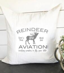 Reindeer Christmas Pillow Cover Decor Aviation Holiday Pillows Gift Winter Cabin Flight - thumbnail 1