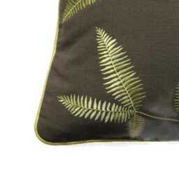 Harlequin Elena, Taupe Brown Cotton, Gold Embroidered Ferns, Throw Pillow Cover, Home Decor - thumbnail 2
