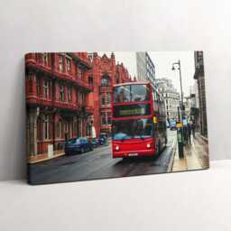 Bus in Birmingham UK Canvas, Picture Wall Hanging, Red Decor, Travel Canvas Print - thumbnail 2