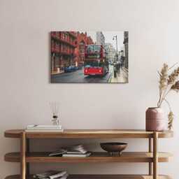 Bus in Birmingham UK Canvas, Picture Wall Hanging, Red Decor, Travel Canvas Print - thumbnail 3