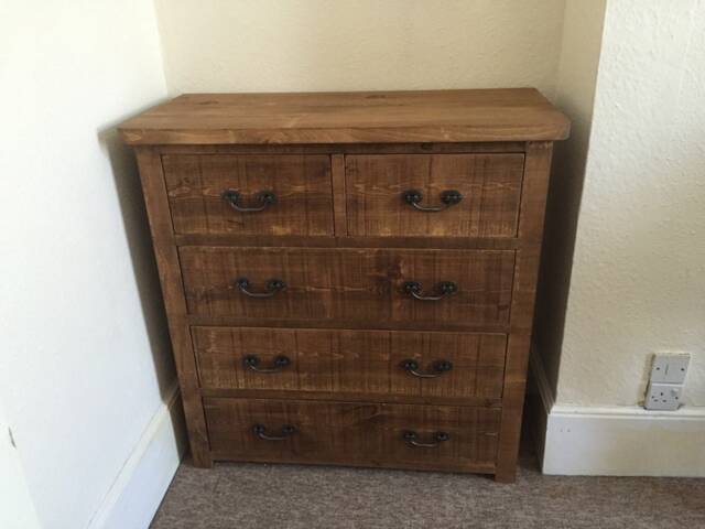 Rustic Solid Pine Chest Of Drawers 2 Over 3 - image 1