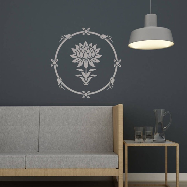 Water Lily Round Stencil For Easy Diy Home Improvement Reusable Wall Decor - image 1