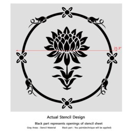 Water Lily Round Stencil For Easy Diy Home Improvement Reusable Wall Decor - thumbnail 2