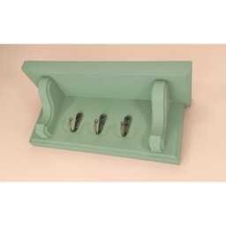 Sage Green Key Holder With Shelf - Wall Hook Rack, Entranceway Storage, Dog Lead Hook, Hidden Fixings Made To Order - thumbnail 3