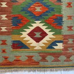 Handmade Afghan Wool Chobi Kilim Runner Rug 2x6 Ft, Vegetable Dyed - thumbnail 3
