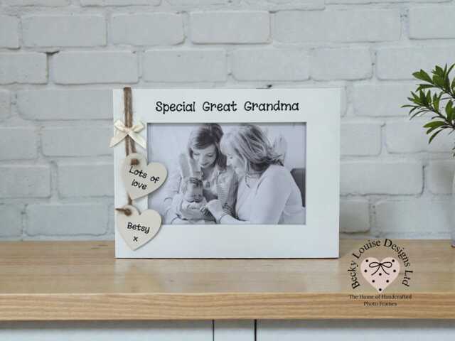 Personalised Grandma Photo Frame, Custom Hearts & Bow - image 1