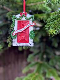 Personalised Red Front Door Christmas Tree Decoration Hanging Ornament 1st Xmas in Our New Home 2025 House Bauble First Neighbour - thumbnail 1