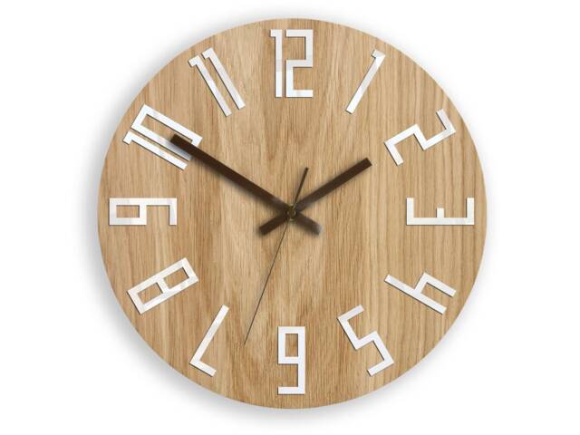 Wood Clock, Large Wall Clock, Unique Wall Modern Abstract Style, Industrial Decor, Slim_Wood_Brown - image 1
