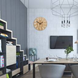 Wood Clock, Large Wall Clock, Unique Wall Modern Abstract Style, Industrial Decor, Slim_Wood_Brown - thumbnail 3