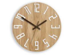 Wood Clock, Large Wall Clock, Unique Wall Modern Abstract Style, Industrial Decor, Slim_Wood_Brown - thumbnail 1