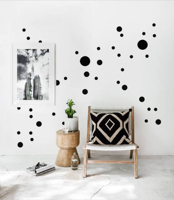 Polka Dot Wall Sticker Custom Sized Sets, 3cm 4cm 5cm & 10cm Sized Black Decals Dots, Kids-Room Nursery-Decor - image 1