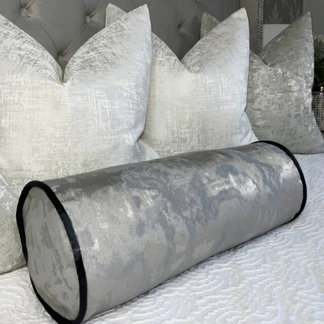 "Silver Grey Metallic Bolster 16"" X 6" - image 1