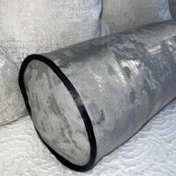 "Silver Grey Metallic Bolster 16"" X 6" - thumbnail 2