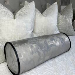 "Silver Grey Metallic Bolster 16"" X 6" - thumbnail 1