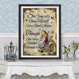 Poster Alice in Wonderland Wall Art, Advice Print, Dictionary Book Artwork Poster, Nursery Kids Wall Decor