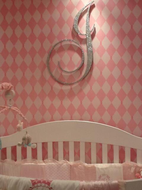 Wall Letters - Nursery Art Large Script Initial Wooden Letter Decor