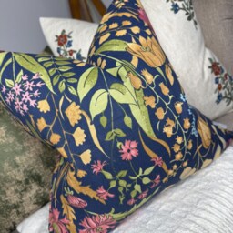Multicoloured Floral Cushion Covers - Navy Green Scatter Pillow For Sofa Bed - thumbnail 3