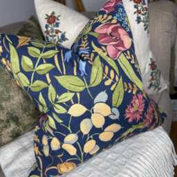 Multicoloured Floral Cushion Covers - Navy Green Scatter Pillow For Sofa Bed - thumbnail 4