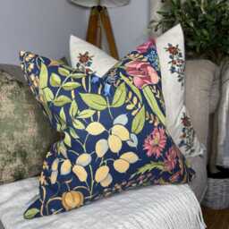 Multicoloured Floral Cushion Covers - Navy Green Scatter Pillow For Sofa Bed