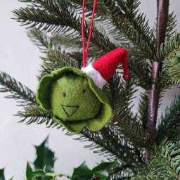 Brussel Sprout Decoration. Hanging Wool Felt Vegetable Decoration For Christmas Tree. Handmade Decoration, Xmas Tree Ornament - thumbnail 2