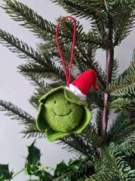 Brussel Sprout Decoration. Hanging Wool Felt Vegetable Decoration For Christmas Tree. Handmade Decoration, Xmas Tree Ornament