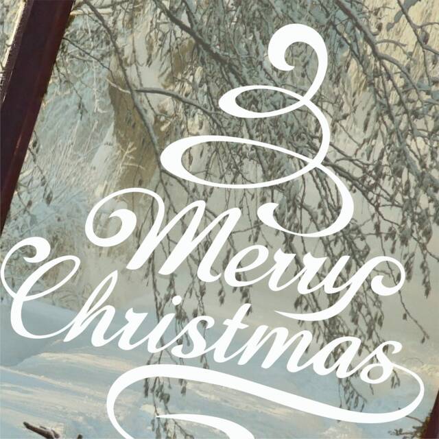 Merry Christmas Tree - Festive Decorative Window Or Wall Vinyl Decal Sticker 24 Colour Options Available - image 1