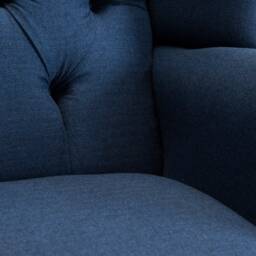 British Handmade Navy Herringbone Wool Chesterfield Highback Wing Chair - thumbnail 4