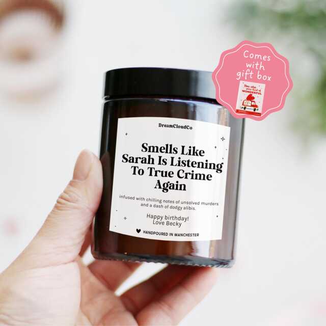 True Crime Podcast Candle Gift For Friend Wife Sister - Personalized Christmas Birthday Lover - image 1