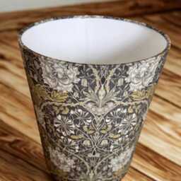 William Morris Honeysuckle Mocha Waste Paper Bin - Handmade Fabric Basket For Bedroom, Study Or Home Office - thumbnail 4