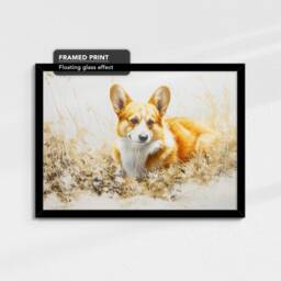 Corgi Abstract Dog Gold Style Oil Painting Framed Poster Print Or Canvas Wall Decor Art Bedroom Home Interior Gift For Pet Lover - thumbnail 2