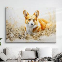 Corgi Abstract Dog Gold Style Oil Painting Framed Poster Print Or Canvas Wall Decor Art Bedroom Home Interior Gift For Pet Lover - thumbnail 1