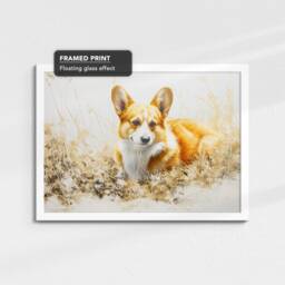 Corgi Abstract Dog Gold Style Oil Painting Framed Poster Print Or Canvas Wall Decor Art Bedroom Home Interior Gift For Pet Lover - thumbnail 3
