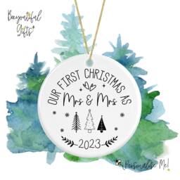 Ceramic Christmas Tree Decoration - First As Mrs &/Mr And - thumbnail 1