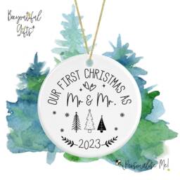 Ceramic Christmas Tree Decoration - First As Mrs &/Mr And - thumbnail 3