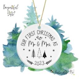 Ceramic Christmas Tree Decoration - First As Mrs &/Mr And - thumbnail 2