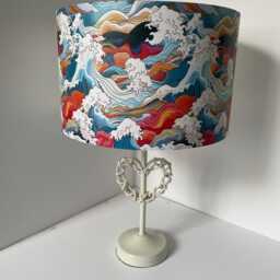 Japanese Waves Lampshade, Light Shade, Oriental Art, Sea , Fatta Da Mamma - thumbnail 3