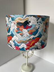 Japanese Waves Lampshade, Light Shade, Oriental Art, Sea , Fatta Da Mamma - thumbnail 1