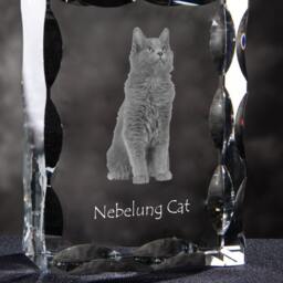 Nebelung , Cubic Crystal With Cat, Souvenir, Decoration, Limited Edition, Collection - thumbnail 3